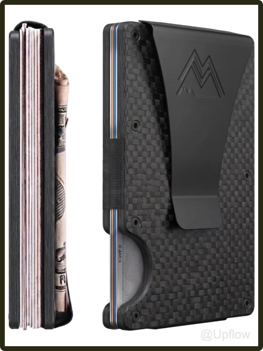 Men's Slim RFID Minimalist Wallet Card Holder Money Clip Carbon Fiber Gift
